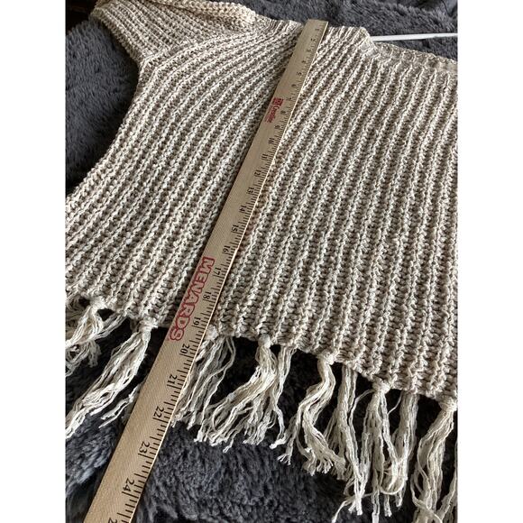 Altar'd State Women Boho Anabella Oversized Fringe Pullover Sweater Cream Medium - Picture 8 of 11